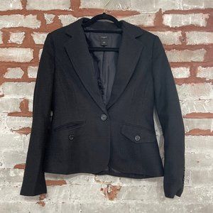 ANN TAYLOR Sophisticated Black Tweed Blazer One Button with Pockets - Size 6